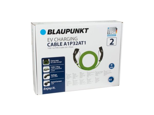 Blaupunkt EV laadkabel Type 1 – 32A – 1 fase – 7,4 kW – 8 meter (A1P32AT1)